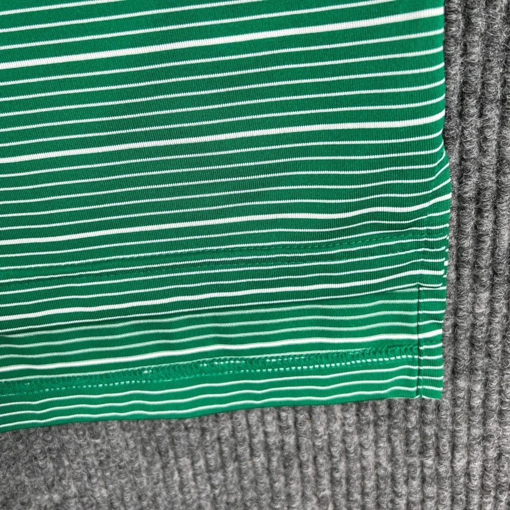 Adidas Polo Shirt Mens XL Extra Large Green Striped Short Sleeve Golf Outdoor